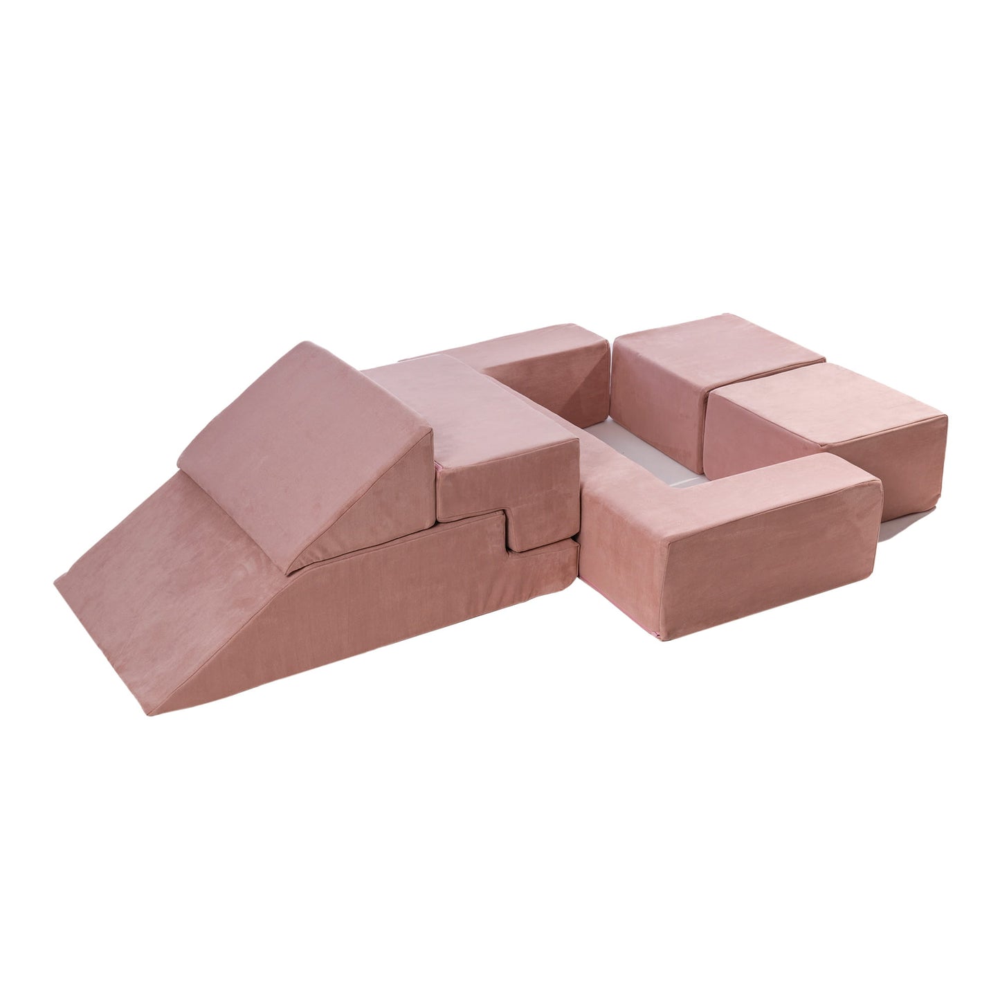 MeowBaby® Velvet bricks set - multifunctional playground for children - pink