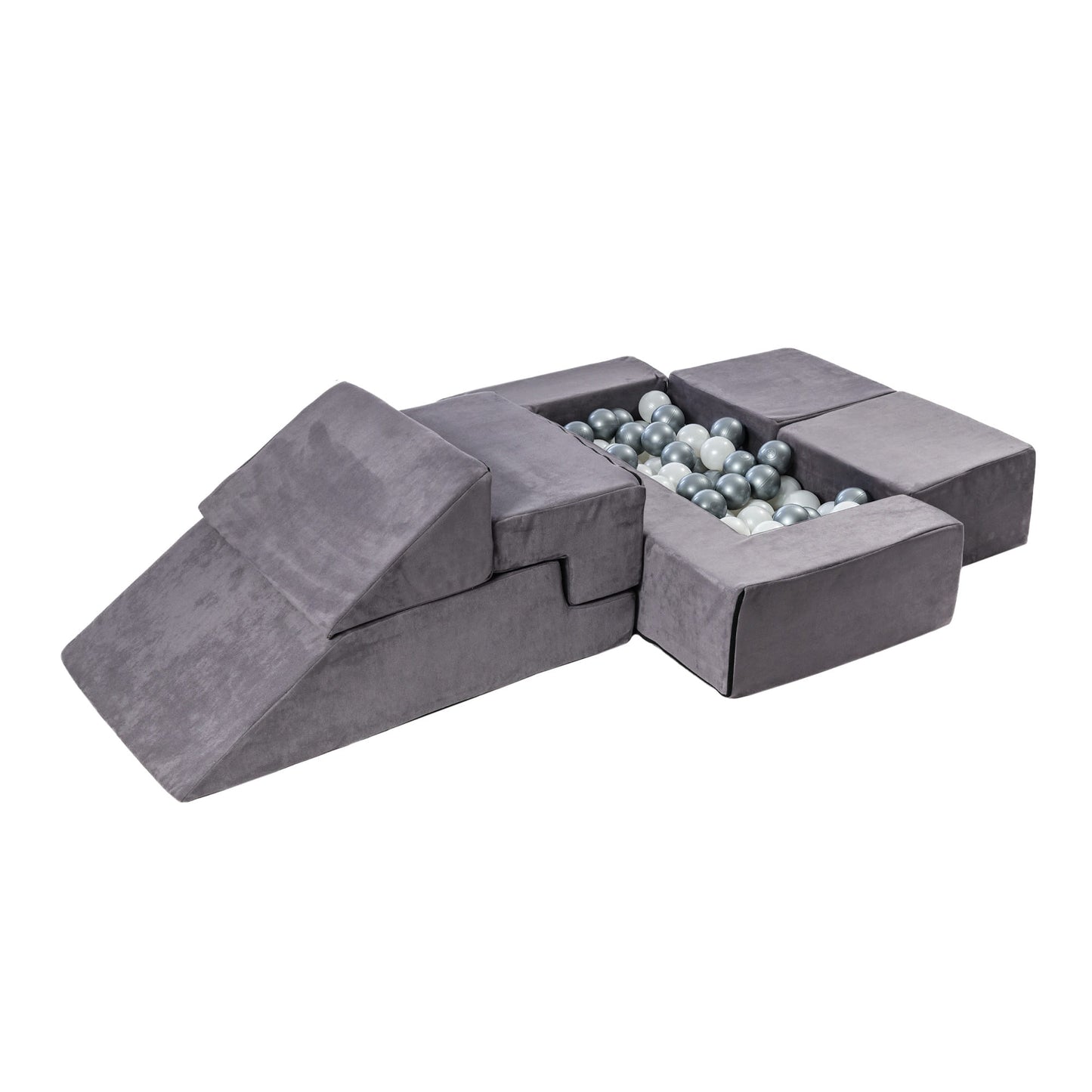 MeowBaby® Velvet bricks set - multifunctional playground for children - grey