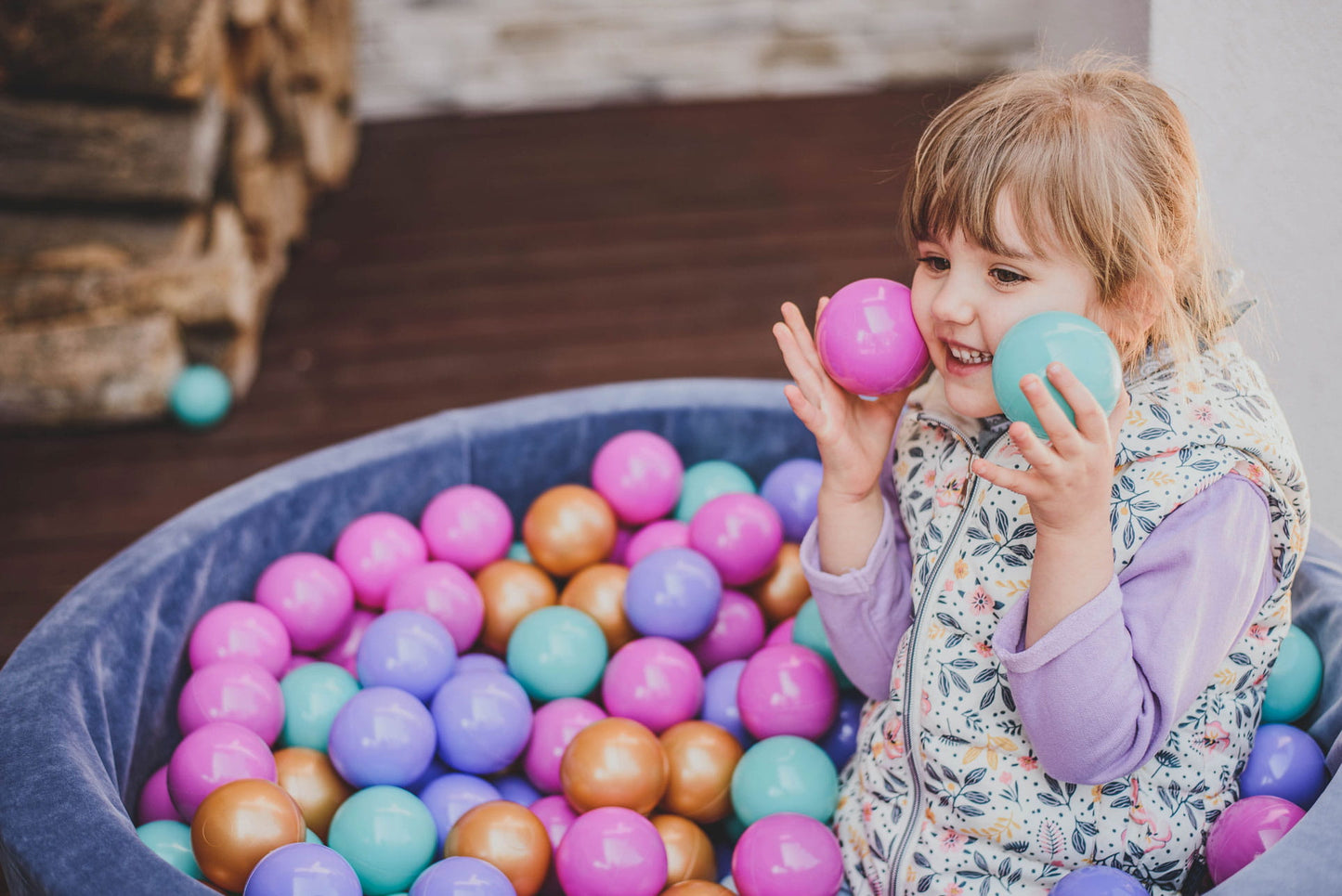 MeowBaby® Baby foam ball pit 90x90x40cm - Model flower