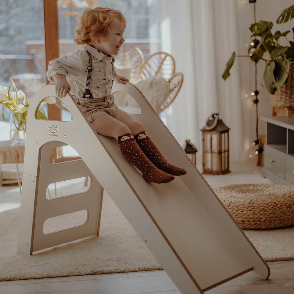 Wooden indoor scandi slide for children 87x46cm