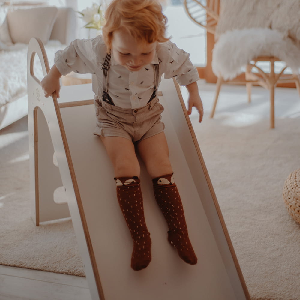 Wooden indoor scandi slide for children 87x46cm