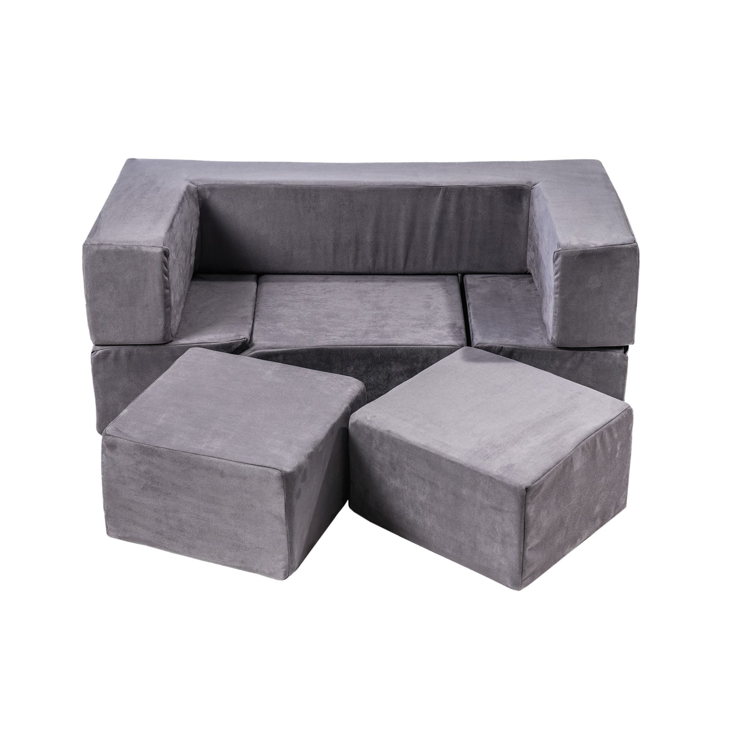 MeowBaby® Velvet bricks set - multifunctional playground for children - grey